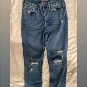 Distressed Blue Jeans